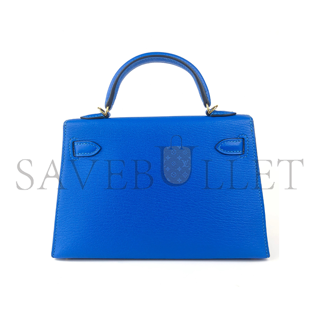 H**mes master mini kelly ii blue hydra chÈvre leather gold hardware (19*12*5.5cm)
